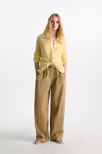 Dorothee Schumacher Open pointelle cardigan with collar citrus