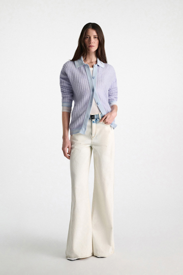 Dorothee Schumacher Open pointelle cardigan with collar violet