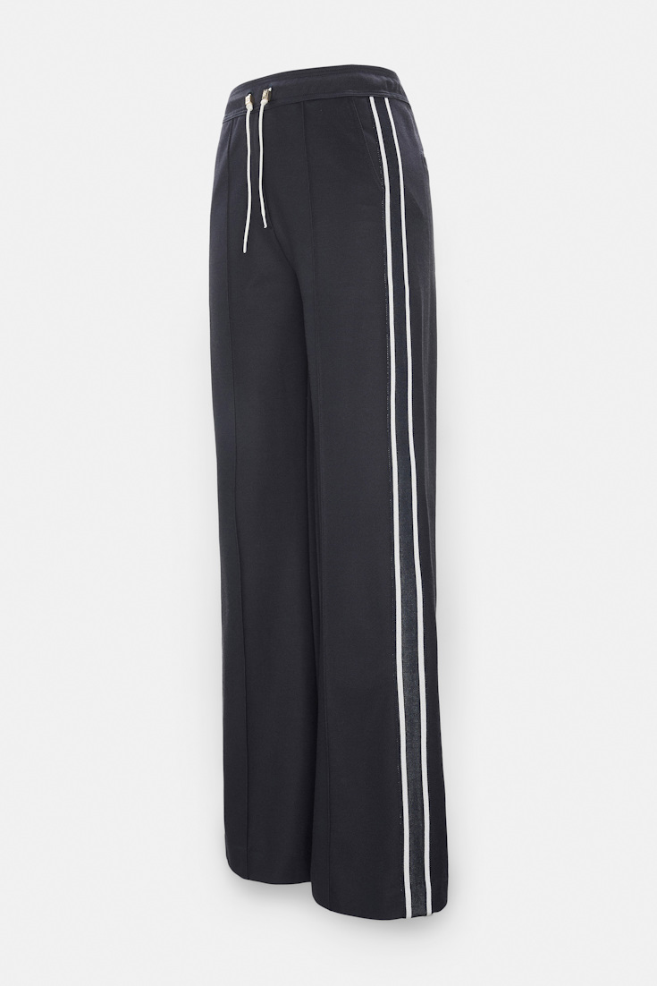 Dorothee Schumacher Track pants with knit side stripes dark navy