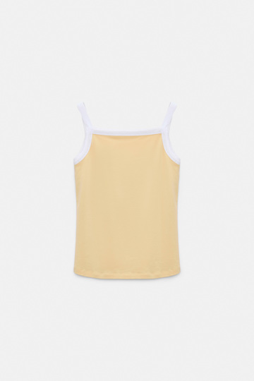 Dorothee Schumacher Stretch cotton tank top with contrast trim bisquit