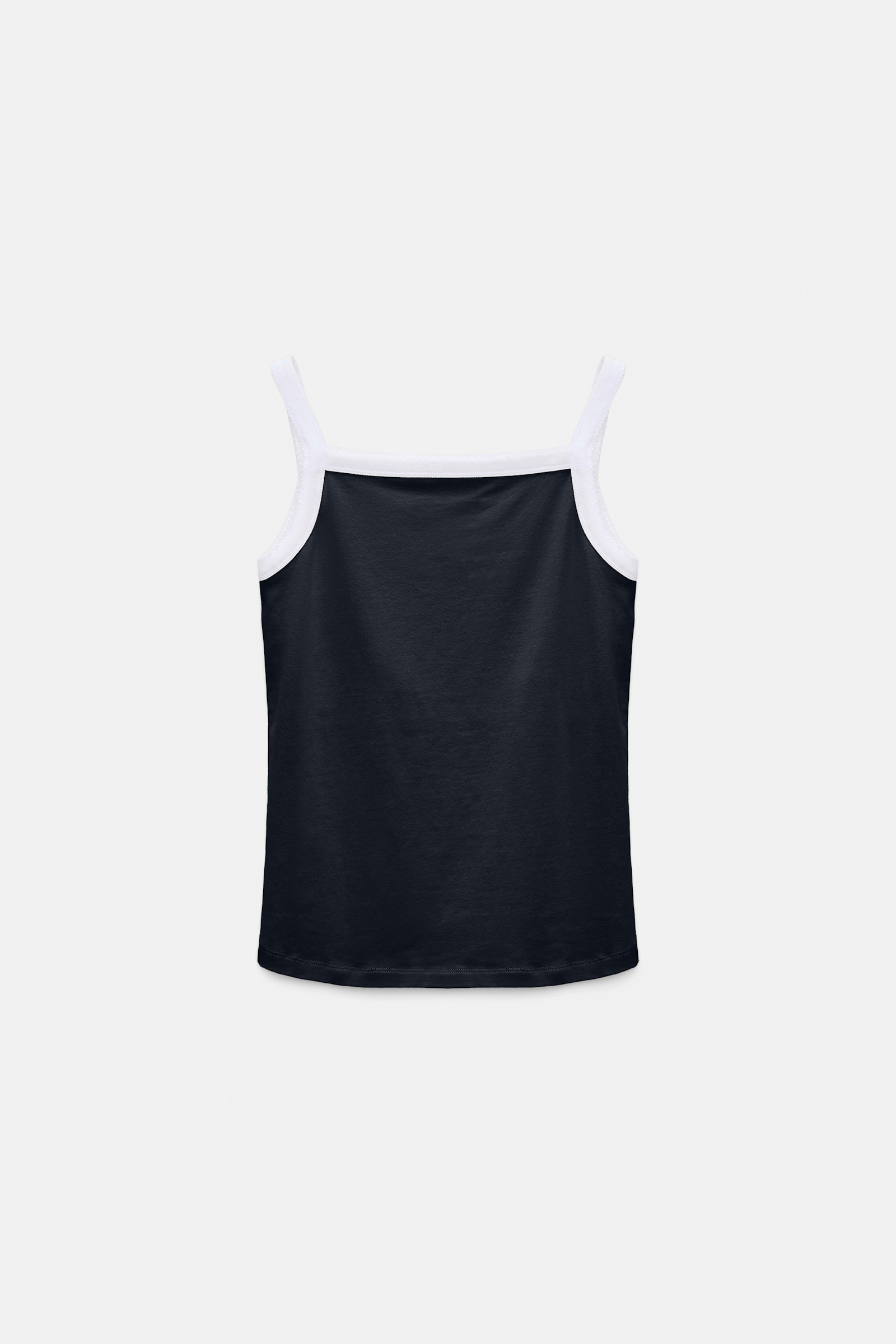 Dorothee Schumacher Stretch cotton tank top with contrast trim dark navy