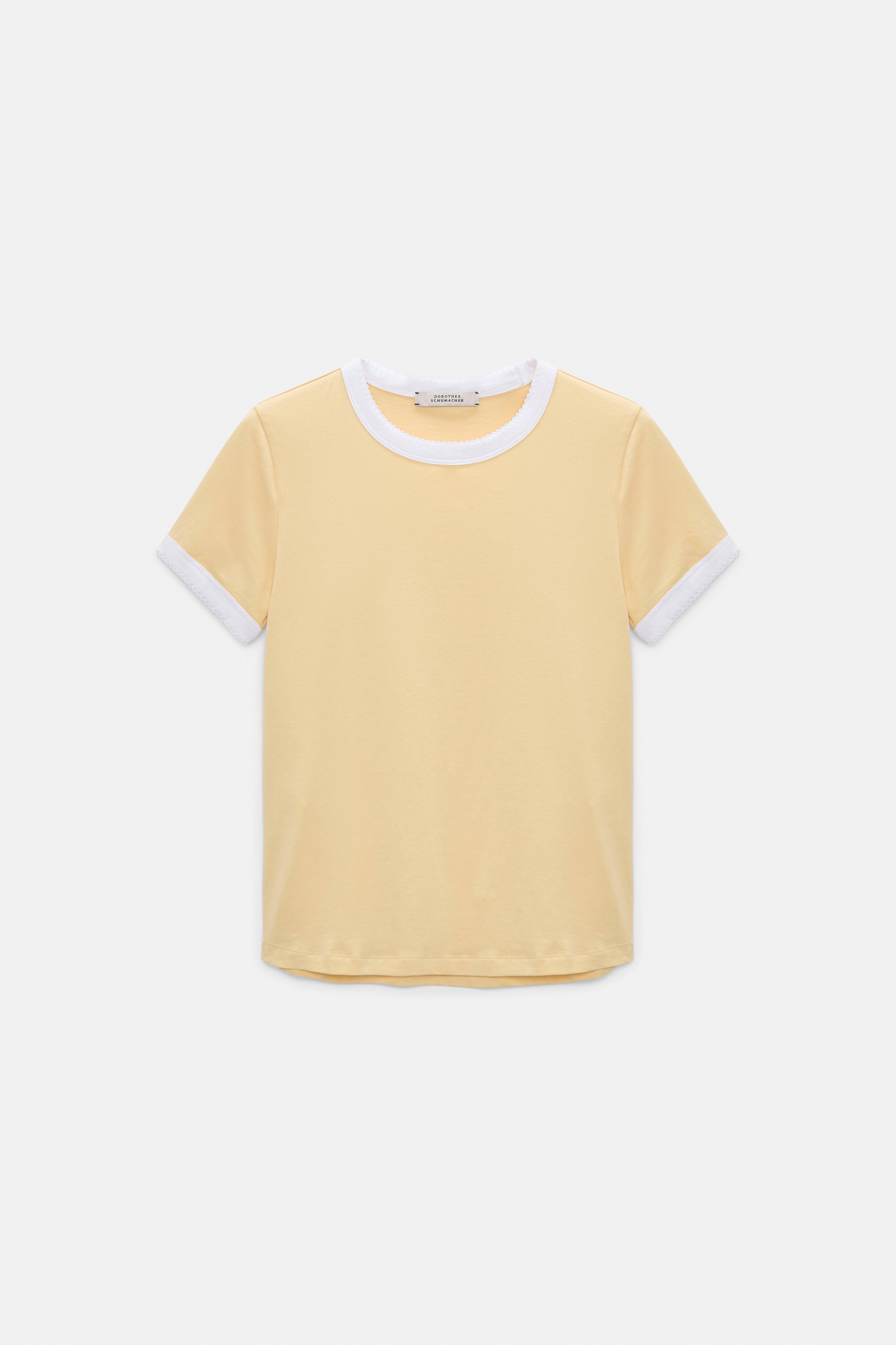 Dorothee Schumacher Stretch cotton shrunken T-shirt with contrast trim bisquit