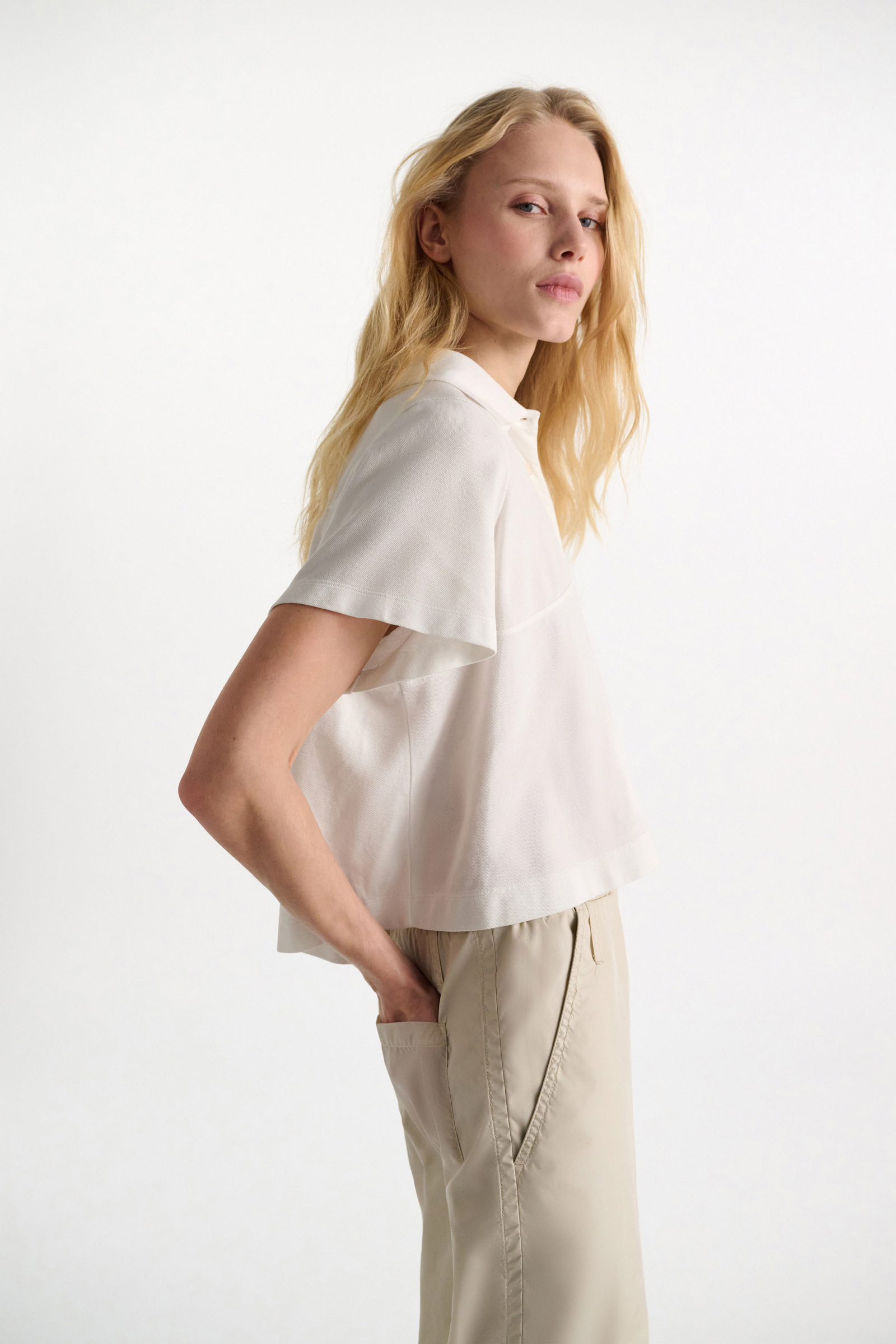 Dorothee Schumacher Polo shirt with D-rose embroidery pure white