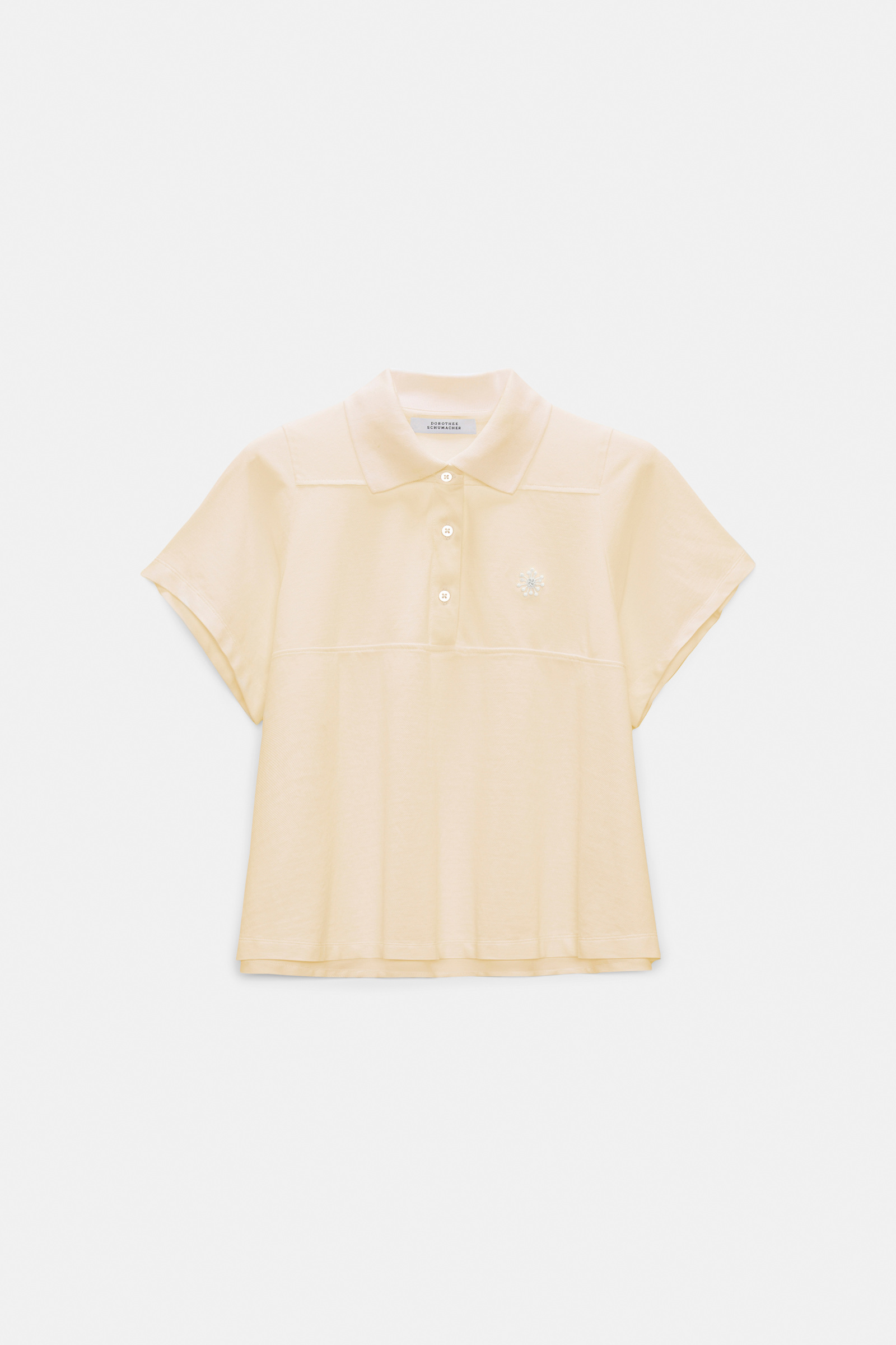 Dorothee Schumacher Polo shirt with D-rose embroidery powder pastis