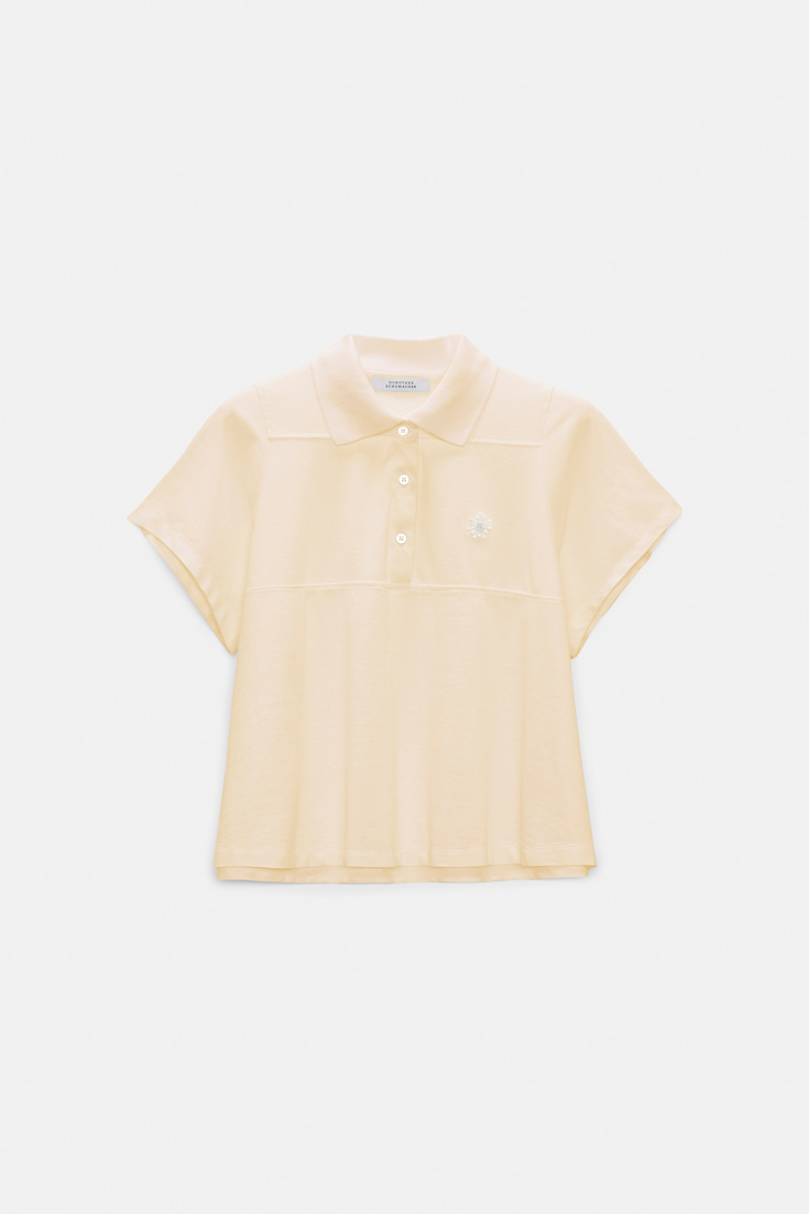 Dorothee Schumacher Polo shirt with D-rose embroidery powder pastis