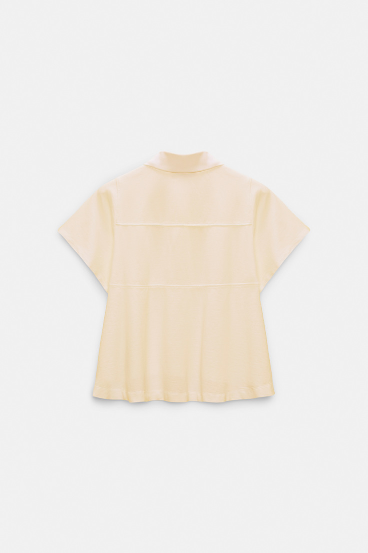 Dorothee Schumacher Polo shirt with D-rose embroidery powder pastis