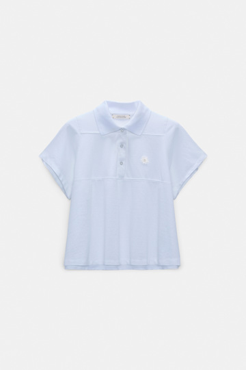 Dorothee Schumacher Polo shirt with D-rose embroidery sky blue