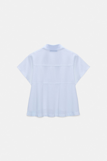 Dorothee Schumacher Polo shirt with D-rose embroidery sky blue
