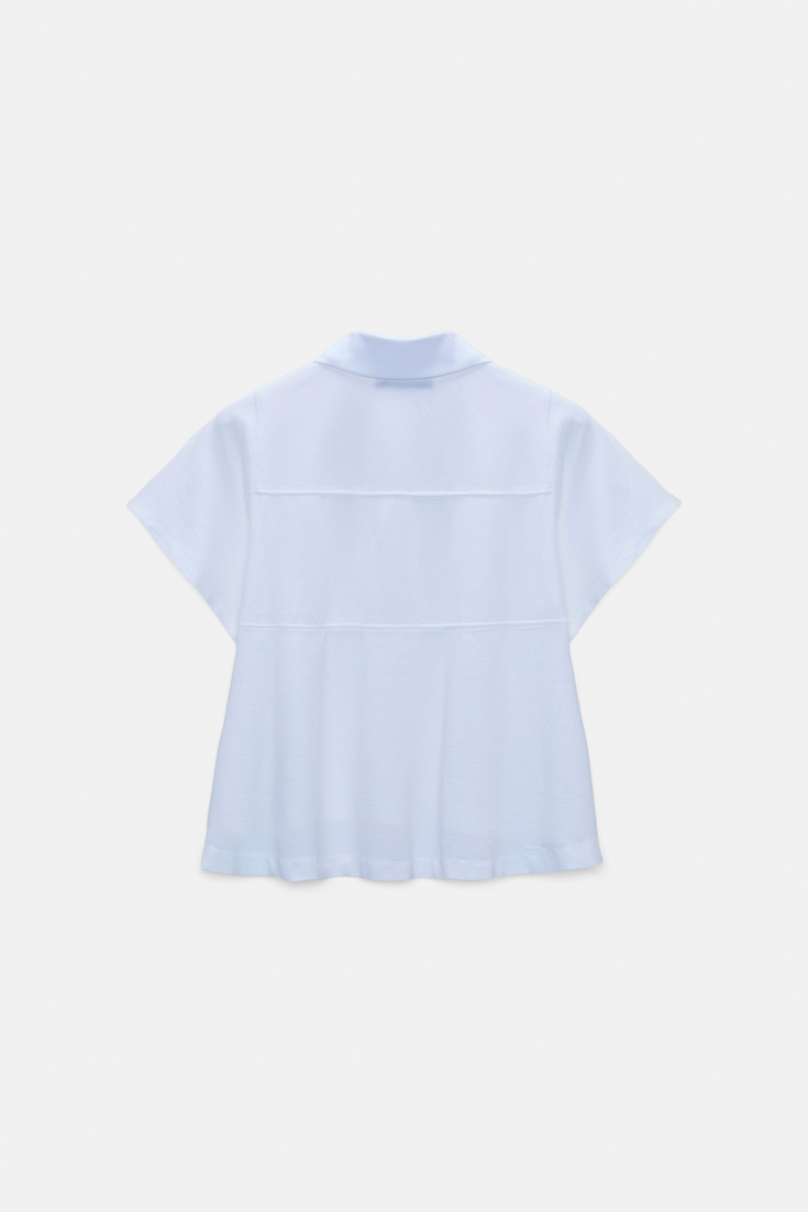 Dorothee Schumacher Polo shirt with D-rose embroidery sky blue