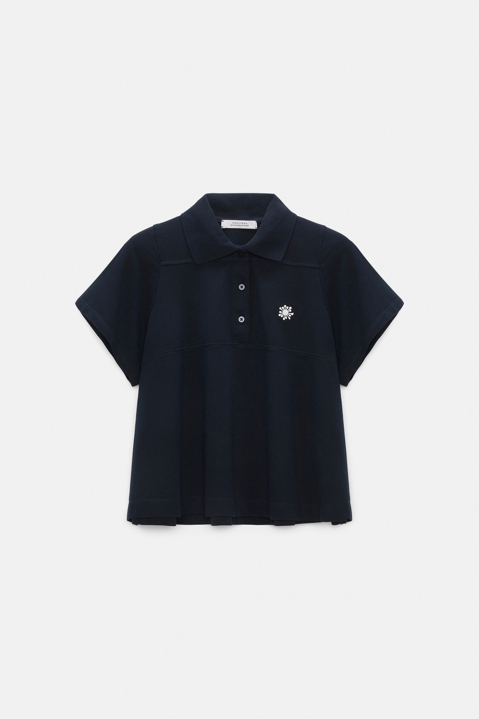Dorothee Schumacher Polo shirt with D-rose embroidery dark navy