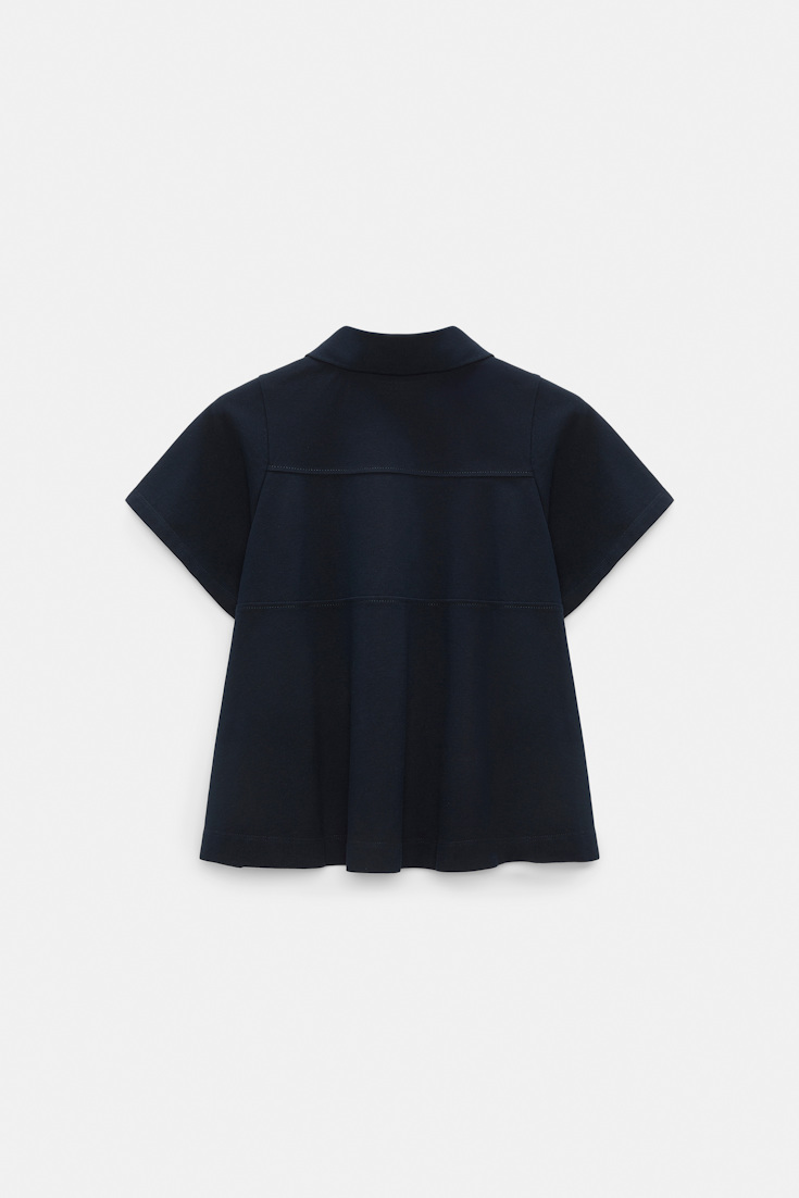 Dorothee Schumacher Polo shirt with D-rose embroidery dark navy