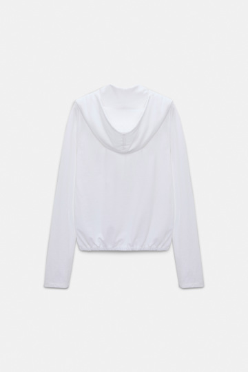 Dorothee Schumacher Long sleeve top with hood and layered look pure white