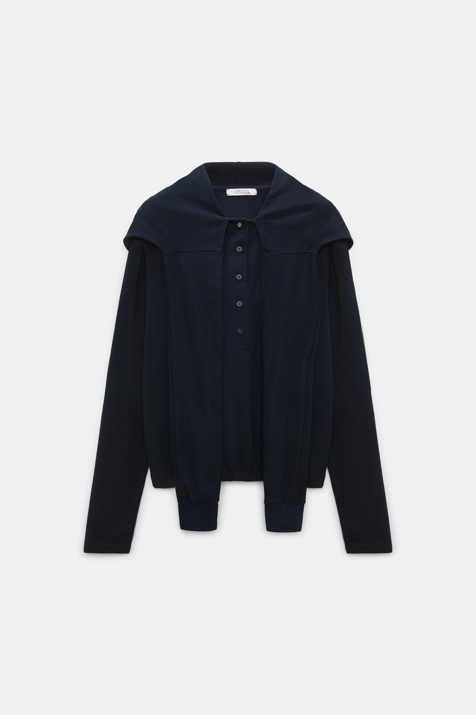 Dorothee Schumacher Longsleeve mit Kapuze und Lagenlook dark navy