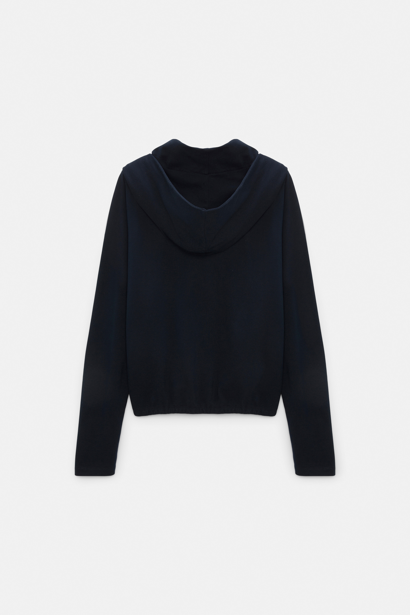 Dorothee Schumacher Longsleeve mit Kapuze und Lagenlook dark navy
