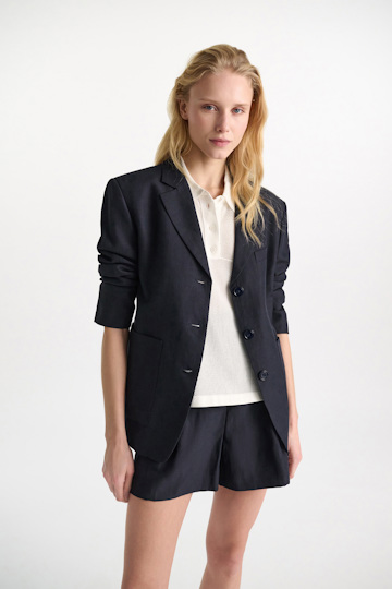 Dorothee Schumacher Technical linen blazer dark navy