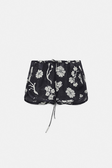 Dorothee Schumacher Crinkle ramie printed shorts navy shell