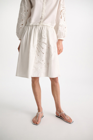 Dorothee Schumacher Cotton skirt with broderie anglaise embroidery pure white