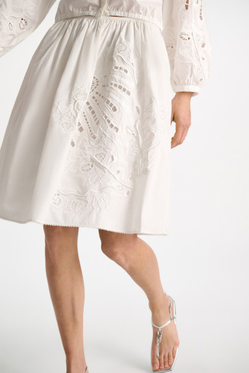 Dorothee Schumacher Cotton skirt with broderie anglaise embroidery pure white