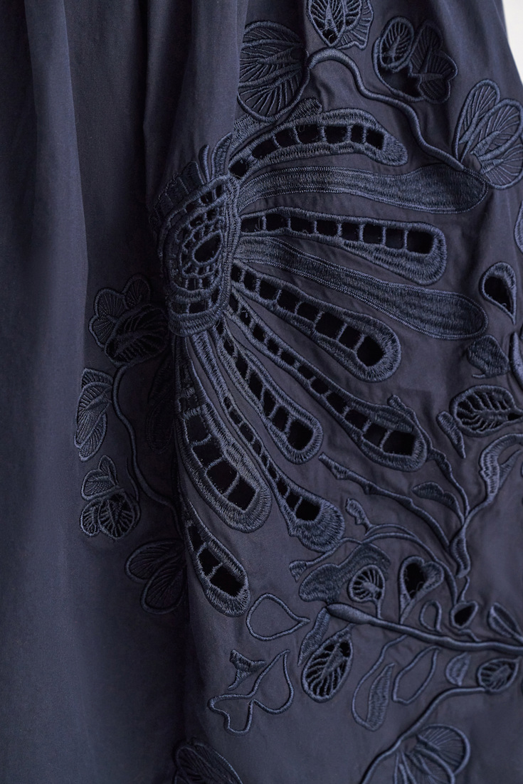 Dorothee Schumacher Rock mit Broderie-Anglais-Stickerei aus Baumwolle dark navy