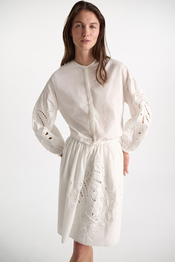 Dorothee Schumacher Cotton blouse with broderie anglaise embroidery pure white