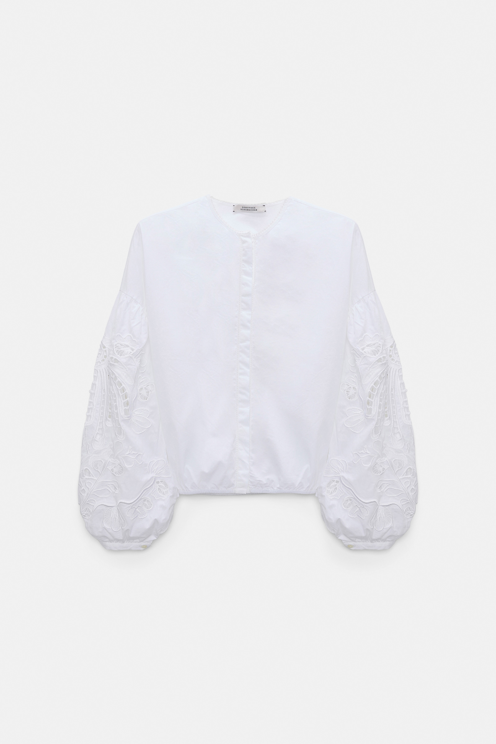 Dorothee Schumacher Bluse mit Broderie-Anglais-Stickerei aus Baumwolle pure white