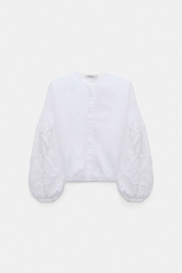 Dorothee Schumacher Cotton blouse with broderie anglaise embroidery pure white