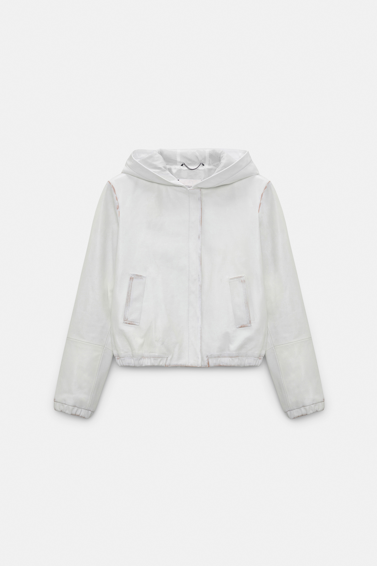 Dorothee Schumacher Leather hoodie with brush-off finish effect white caramell