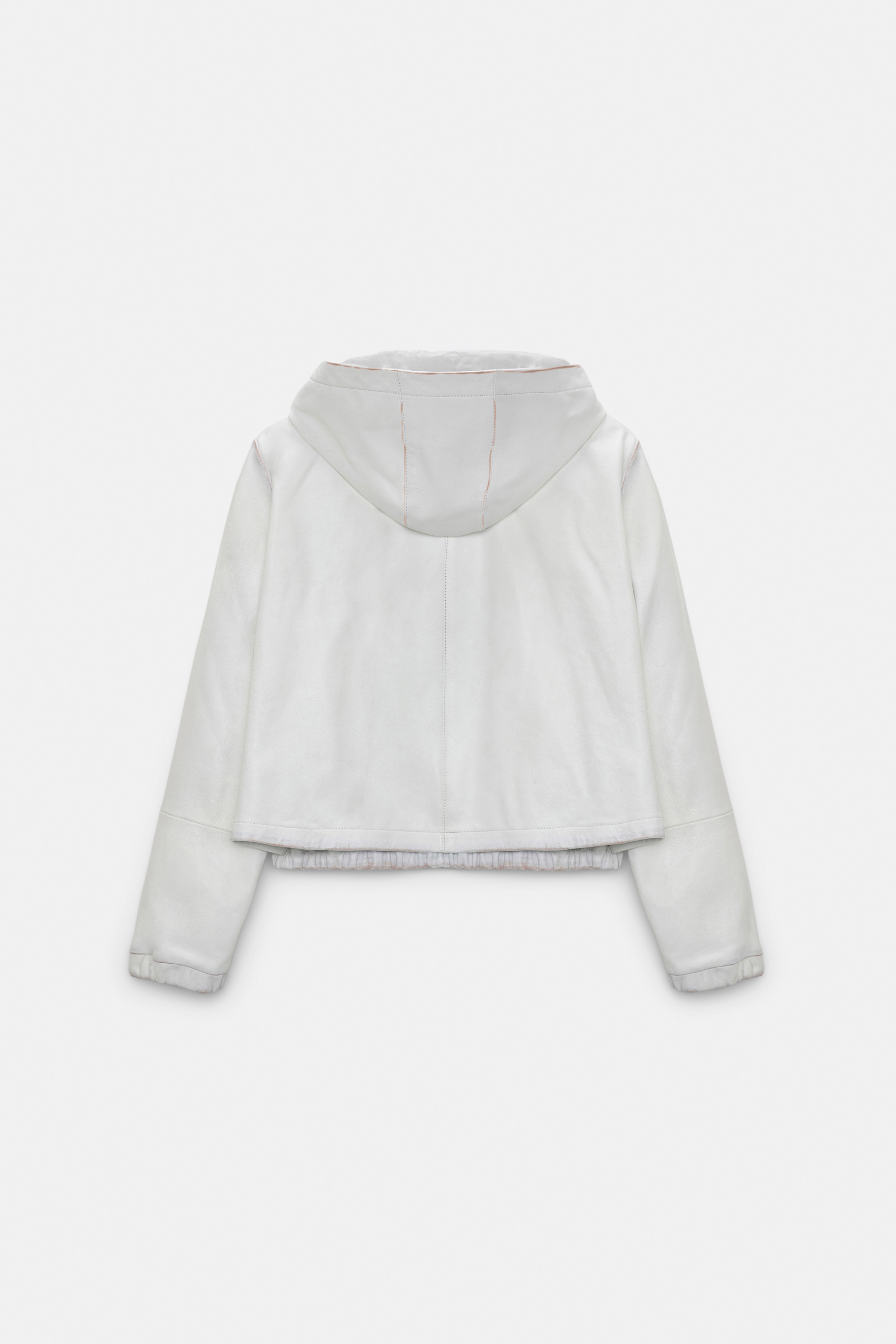 Dorothee Schumacher Leather hoodie with brush-off finish effect white caramell