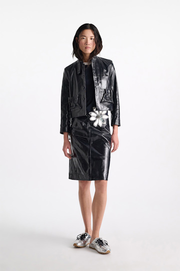 Dorothee Schumacher Patent leather jacket dark navy