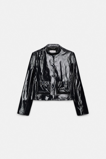 Dorothee Schumacher Patent leather jacket dark navy