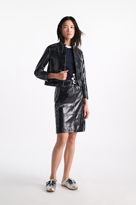 Dorothee Schumacher Patent leather skirt dark navy