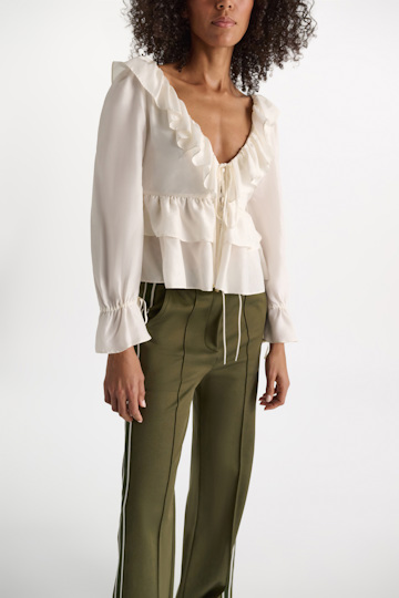 Dorothee Schumacher Tunic-style blouse in Habotai silk camellia white