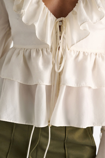 Dorothee Schumacher Tunic-style blouse in Habotai silk camellia white