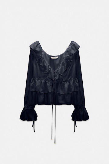 Dorothee Schumacher Tunic-style blouse in Habotai silk dark navy