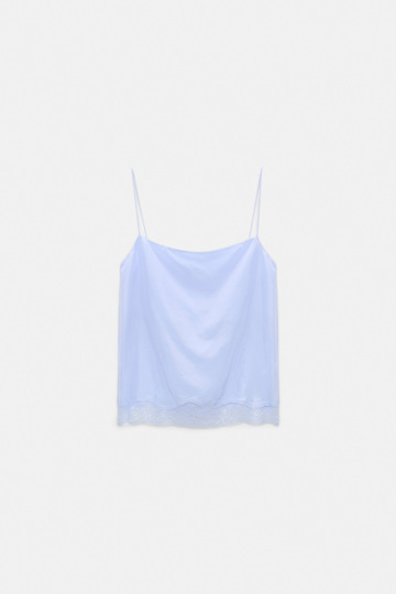 Dorothee Schumacher Double layer lingerie-style camisole in Habotai silk icy sky