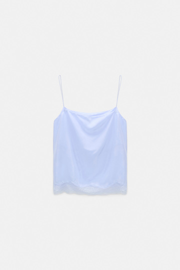 Dorothee Schumacher Double layer lingerie-style camisole in Habotai silk icy sky