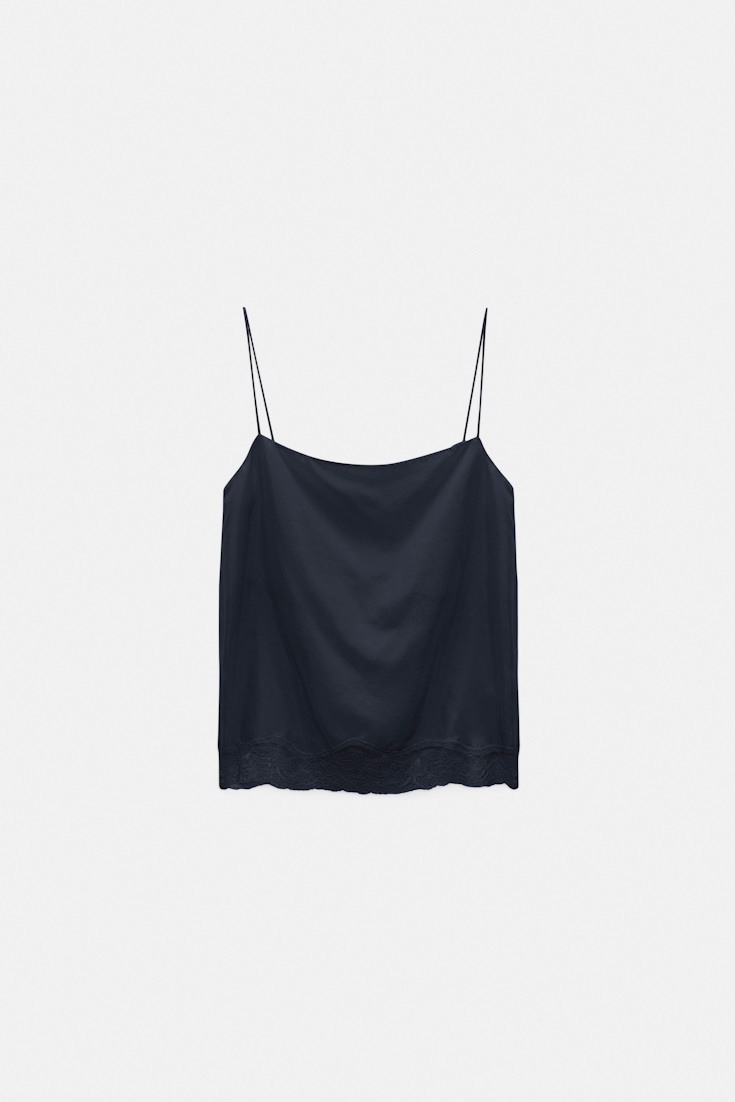 Dorothee Schumacher Gedoppeltes Lingerie-Top aus Seiden-Habotai dark navy