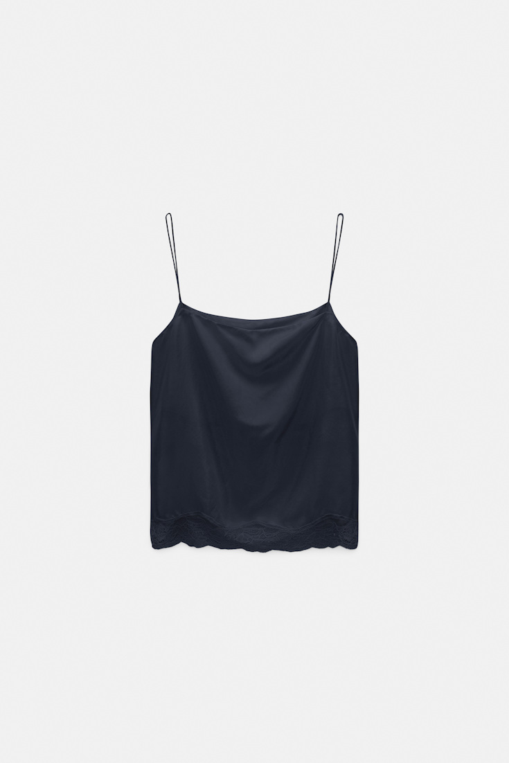 Dorothee Schumacher Gedoppeltes Lingerie-Top aus Seiden-Habotai dark navy