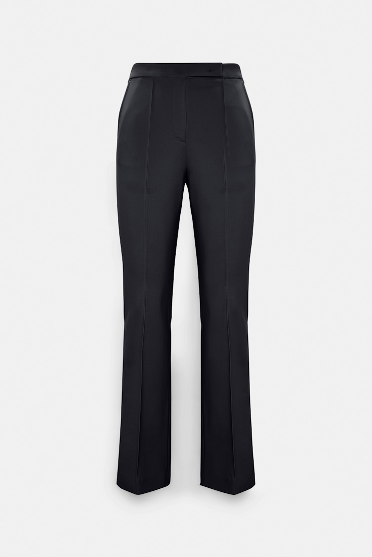 Dorothee Schumacher Cropped Pants mit ausgestelltem Bein aus Punto Milano dark navy