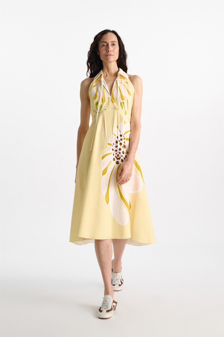 Dorothee Schumacher Printed cotton poplin midi-dress dream flower yellow
