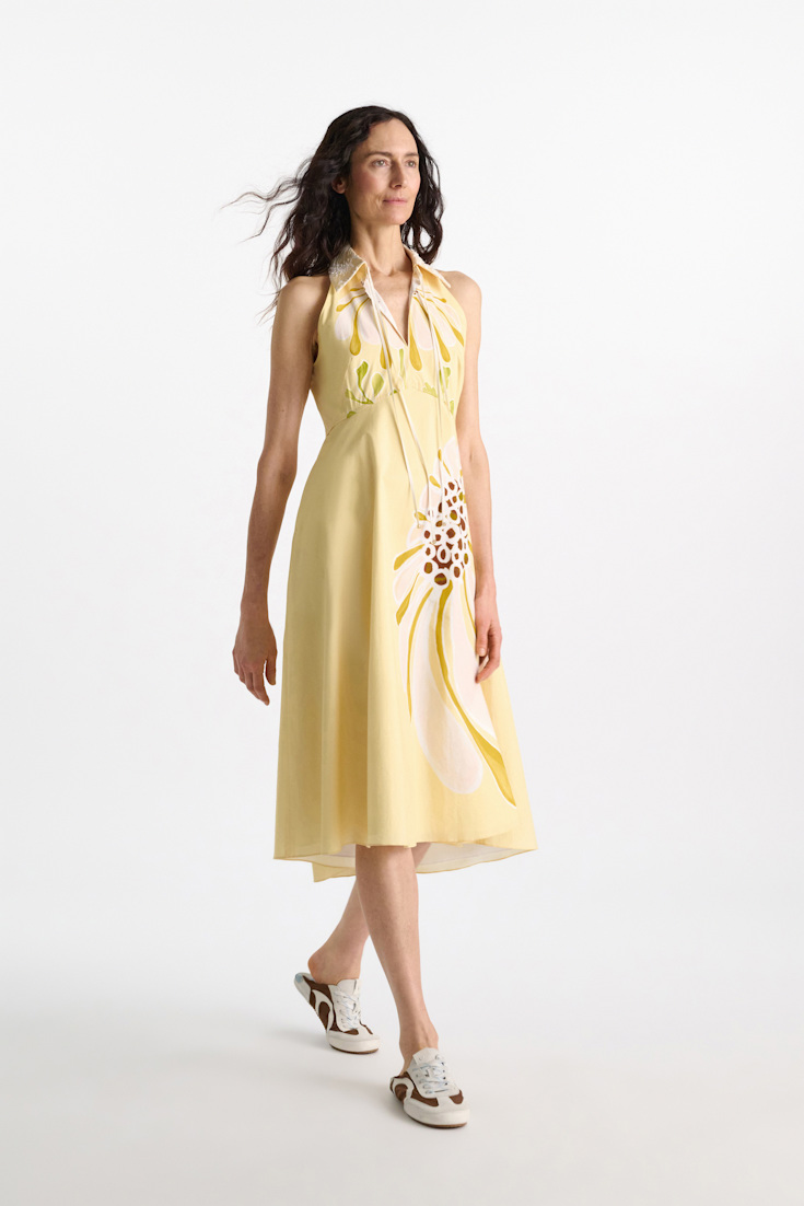 Dorothee Schumacher Printed cotton poplin midi-dress dream flower yellow