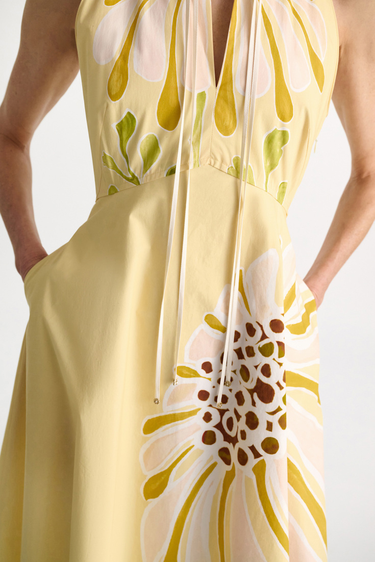 Dorothee Schumacher Printed cotton poplin midi-dress dream flower yellow