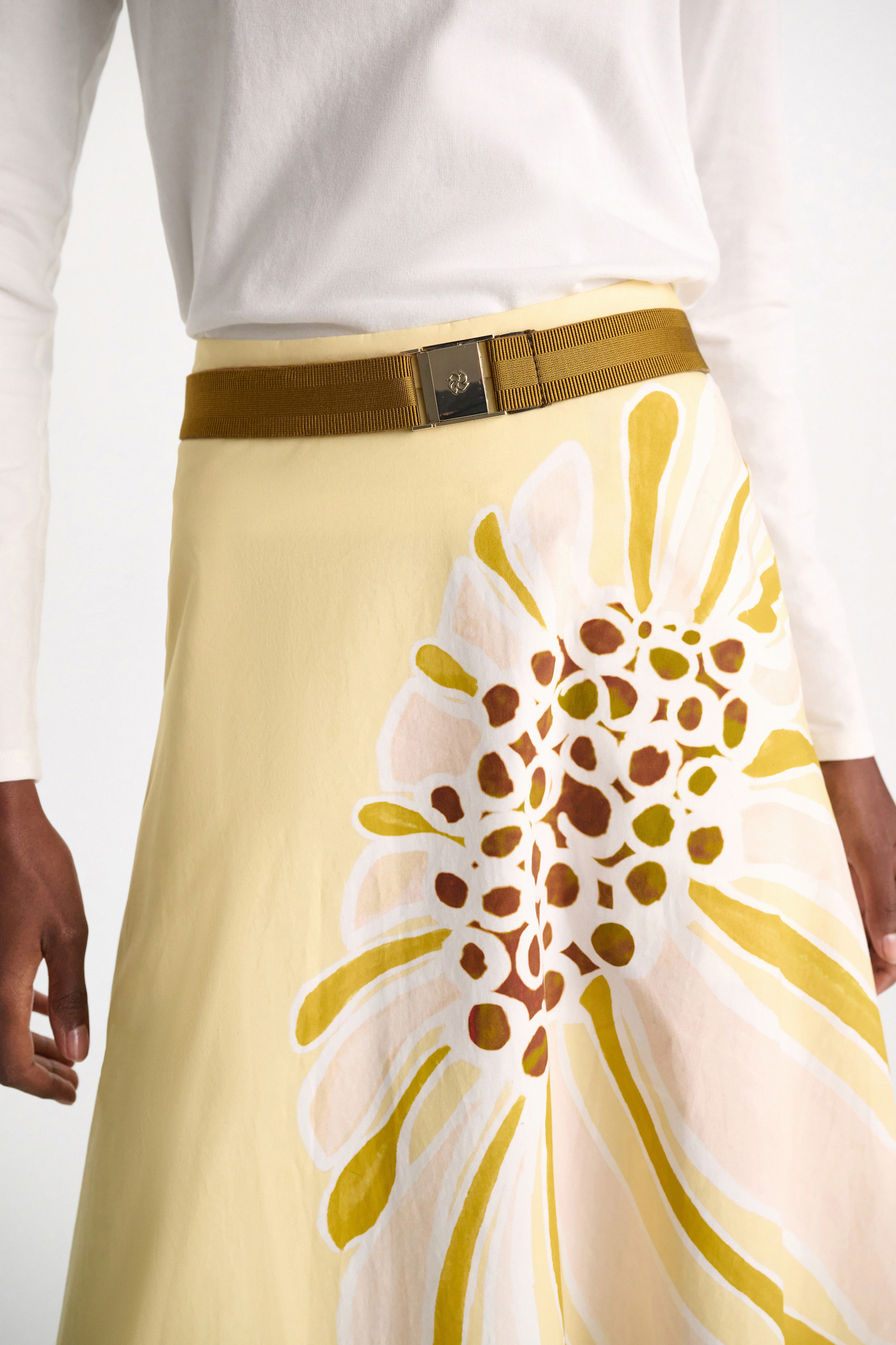 Dorothee Schumacher Printed cotton poplin midi-skirt dream flower yellow