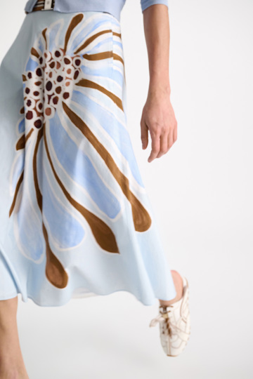 Dorothee Schumacher Printed cotton poplin midi-skirt dream flower blue