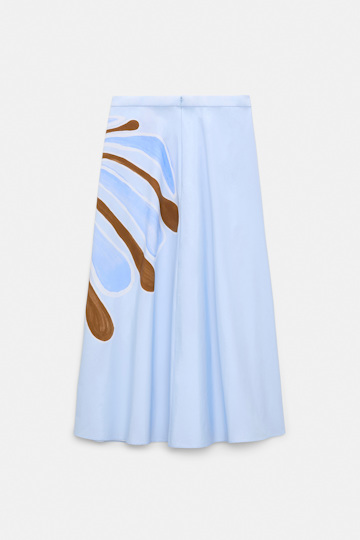 Dorothee Schumacher Printed cotton poplin midi-skirt dream flower blue