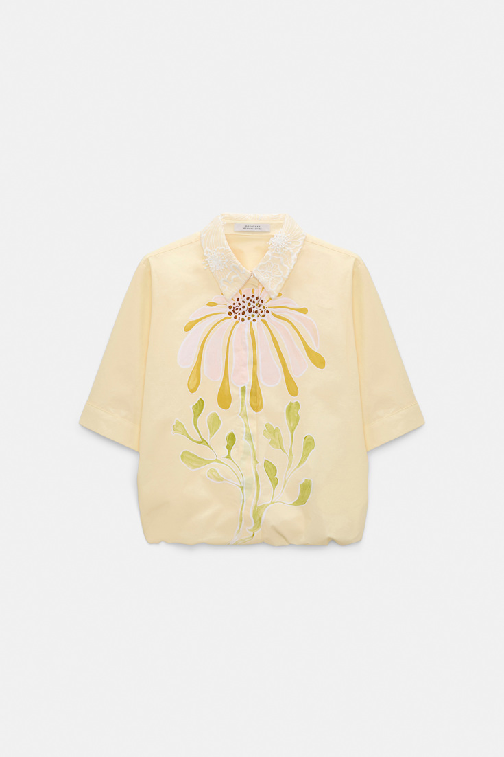 Dorothee Schumacher Bluse mit floralem Signature-Print aus Baumwoll-Popeline dream flower yellow