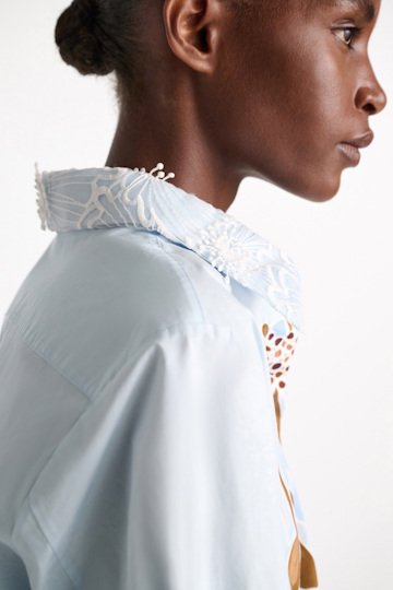 Dorothee Schumacher Printed cotton poplin blouse dream flower blue