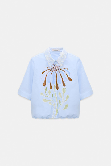 Dorothee Schumacher Printed cotton poplin blouse dream flower blue