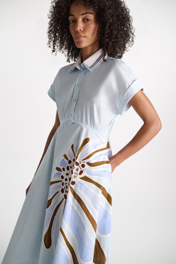 Dorothee Schumacher Printed cotton poplin dress dream flower blue