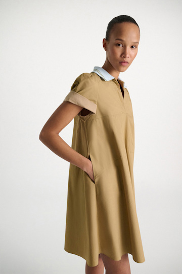 Dorothee Schumacher Polo mini-dress in cotton poplin desert